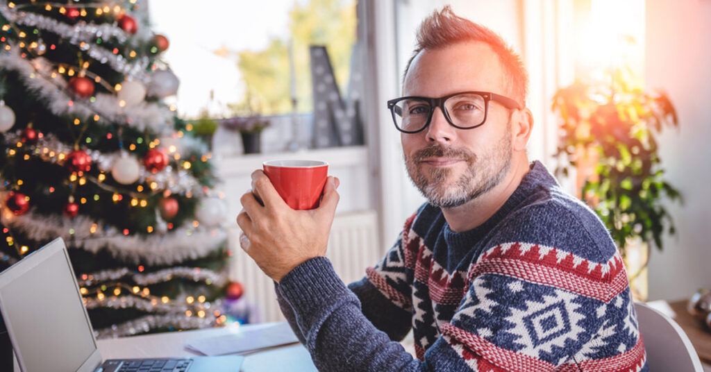 Man with fue hair transplant during the holiday season