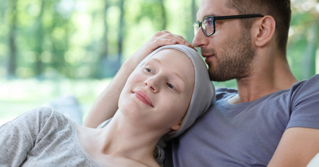 Woman with hair loss from chemotherapy