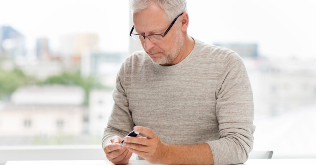 Man with hair loss from diabetes