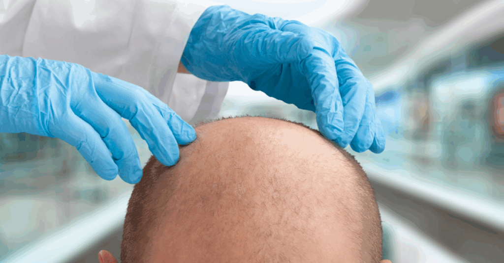 doctor diagnosing hair loss