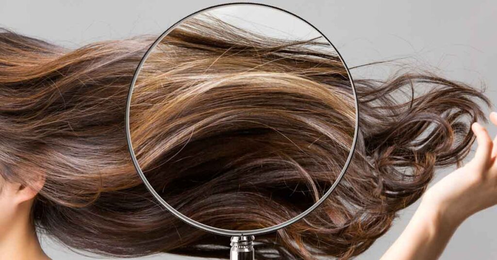 healthy hair under a microscope